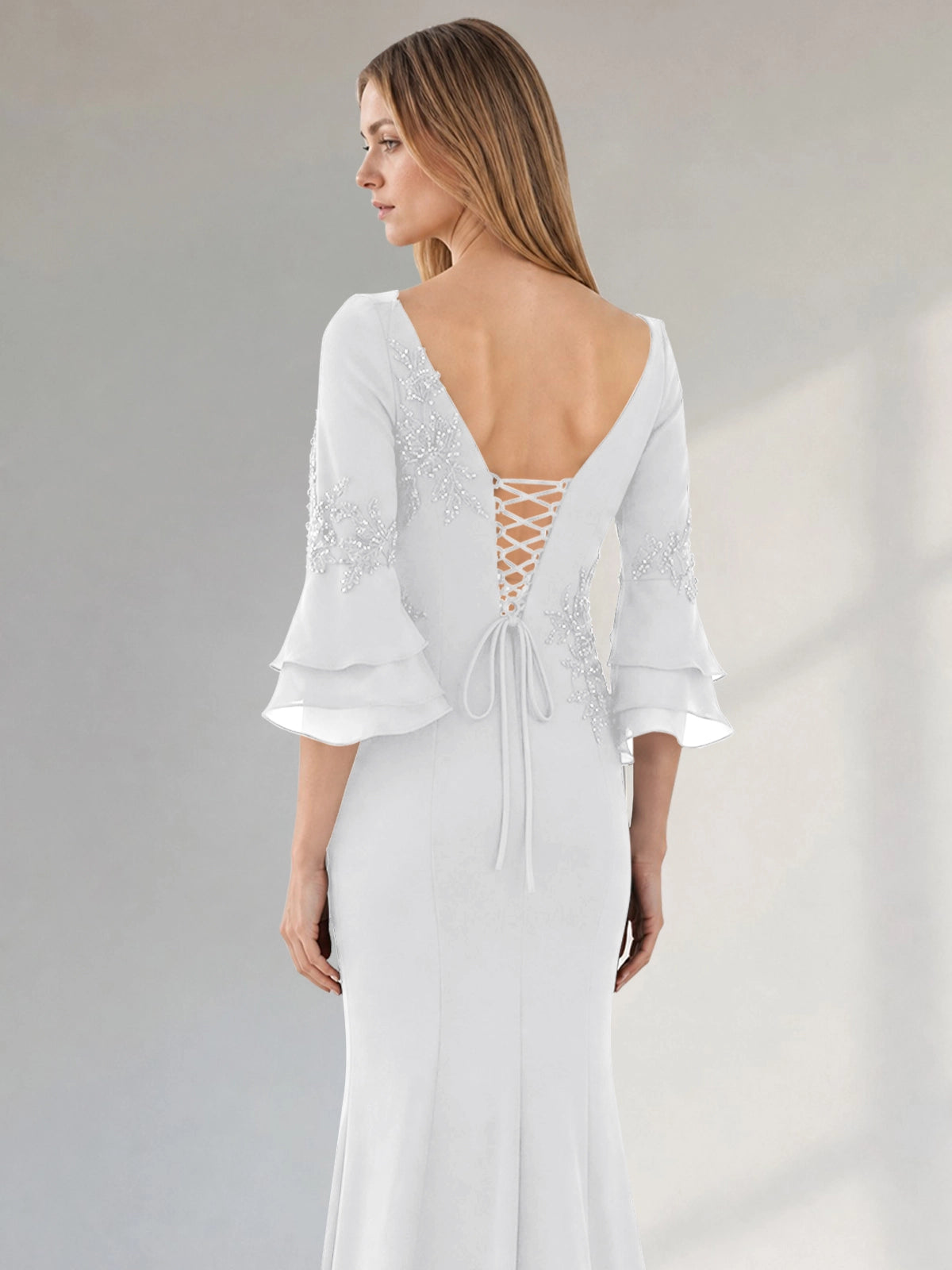 Chiffon Mother of the Bride Dress with 3/4 Sleeves