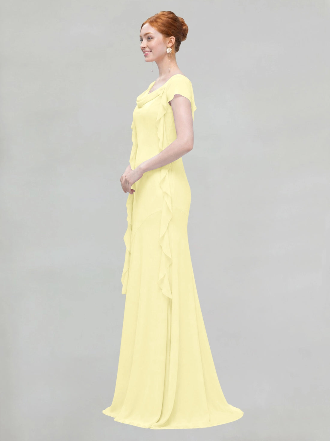 Flowy Ruffle Sheath Bridesmaid Dress 