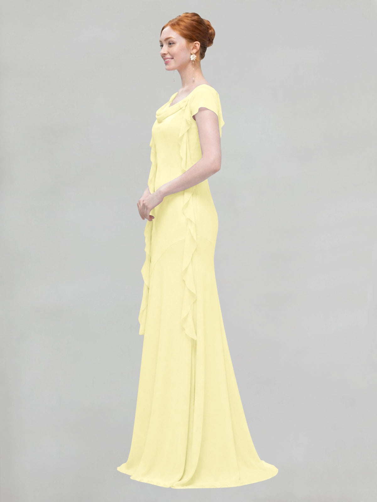 Flowy Ruffle Sheath Bridesmaid Dress 