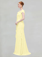 Flowy Ruffle Sheath Bridesmaid Dress 