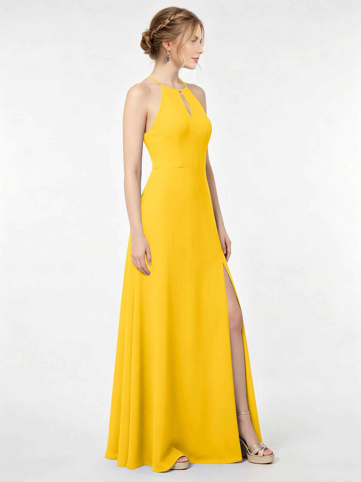 Chiffon Bridesmaid Dress with Halter 