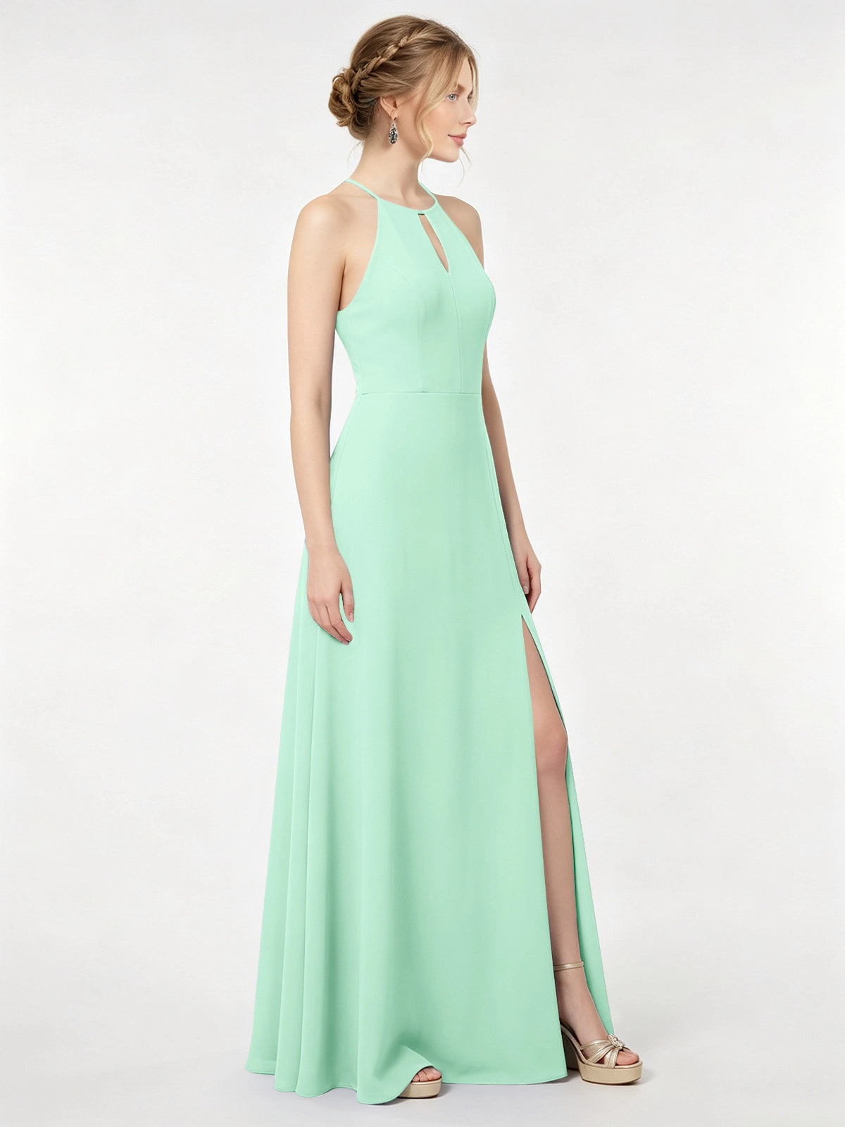 Chiffon Bridesmaid Dress with Halter 