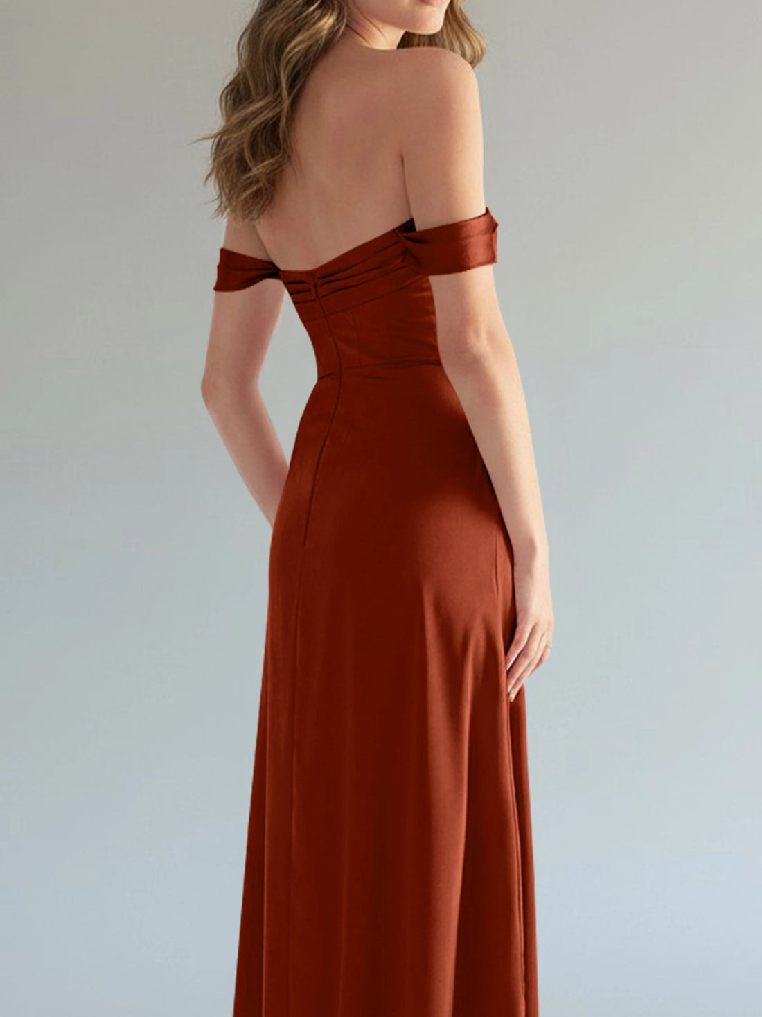 Off-the-Shoulder Slit Bridesmaid Dress 