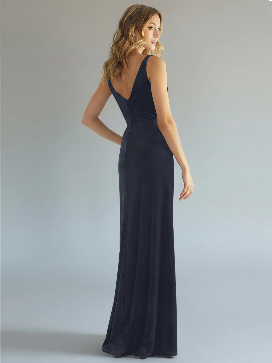 Velvet Bridesmaid Dress with Slit 