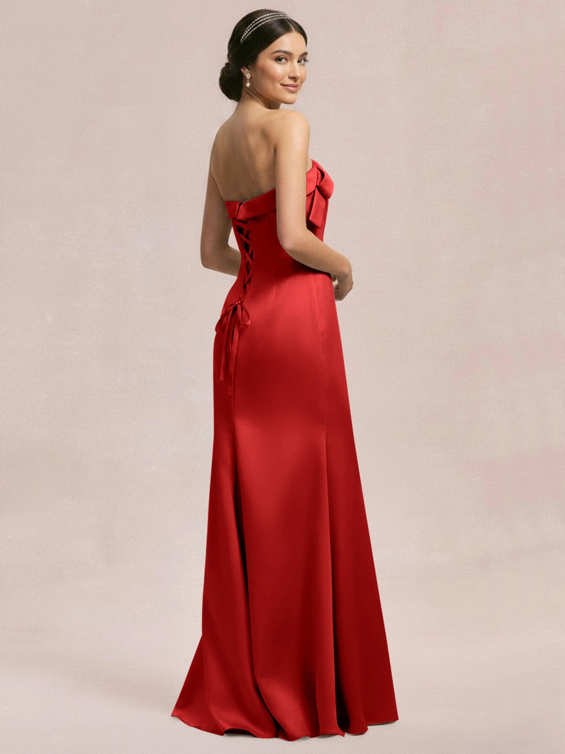 Satin Bow Accent Bridesmaid Dress 