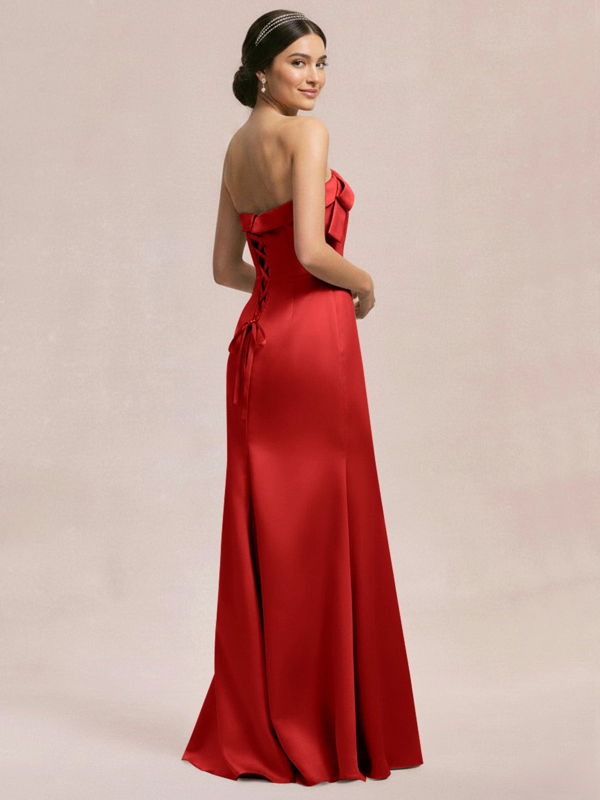 Satin Bow Accent Bridesmaid Dress 