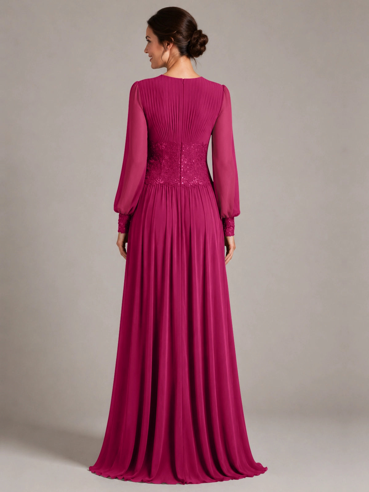 Chiffon Mother of the Bride Dress with Jewel Neckline 