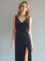 Velvet Bridesmaid Dress with Slit 
