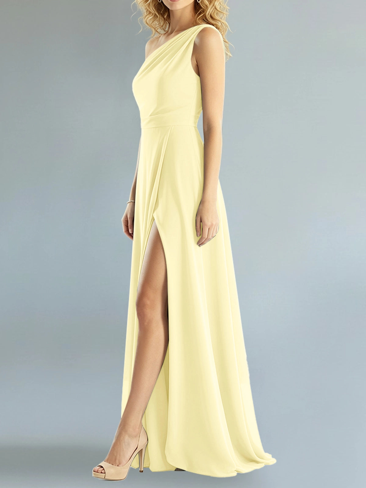 One-Shoulder Bridesmaid Dress with Slit