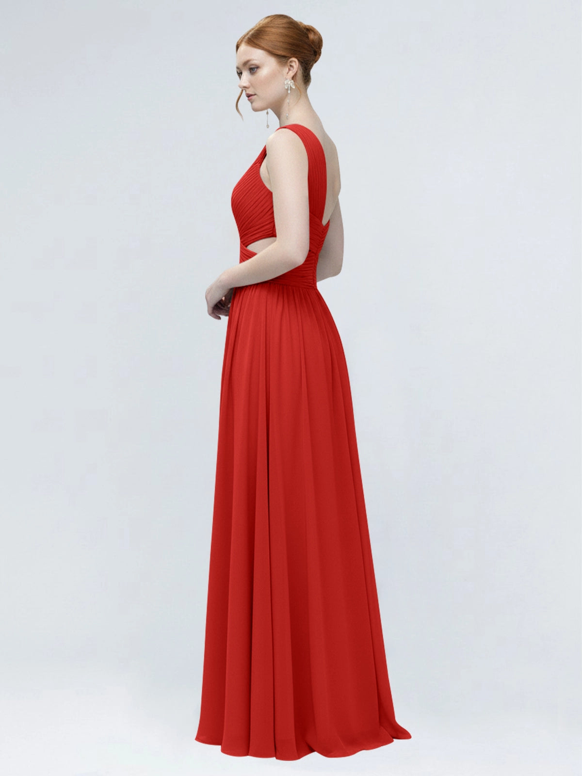 One-Shoulder Side Cut-Out Bridesmaid Dress 