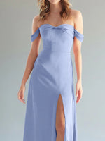 Off-the-Shoulder Slit Bridesmaid Dress 