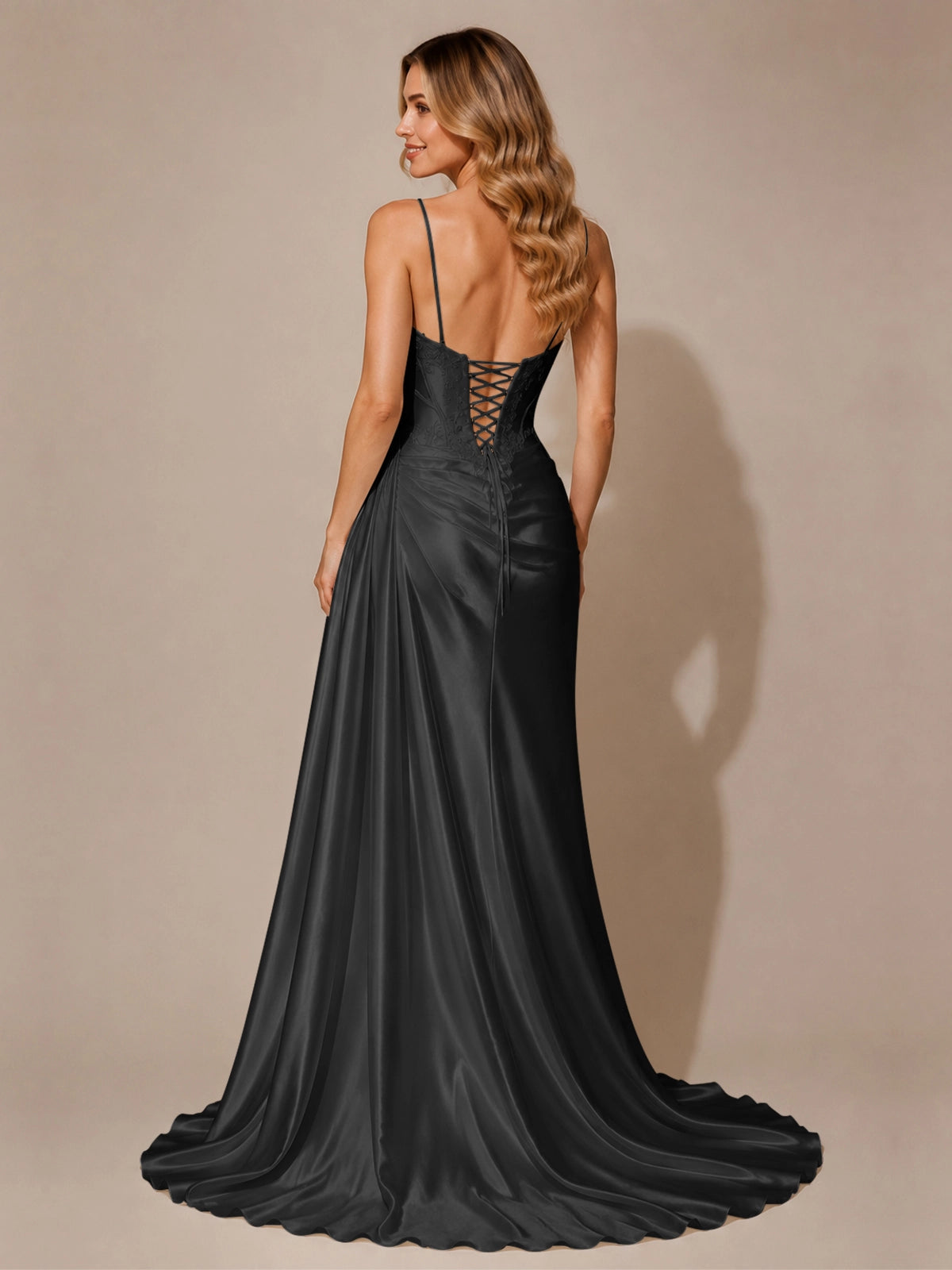 Silk-like Prom Dress with Appliques