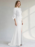Chiffon Mother of the Bride Dress with 3/4 Sleeves