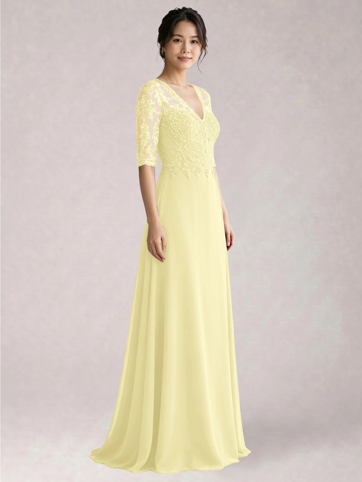 Lace Mother of the Bride Dress with Half Sleeves
