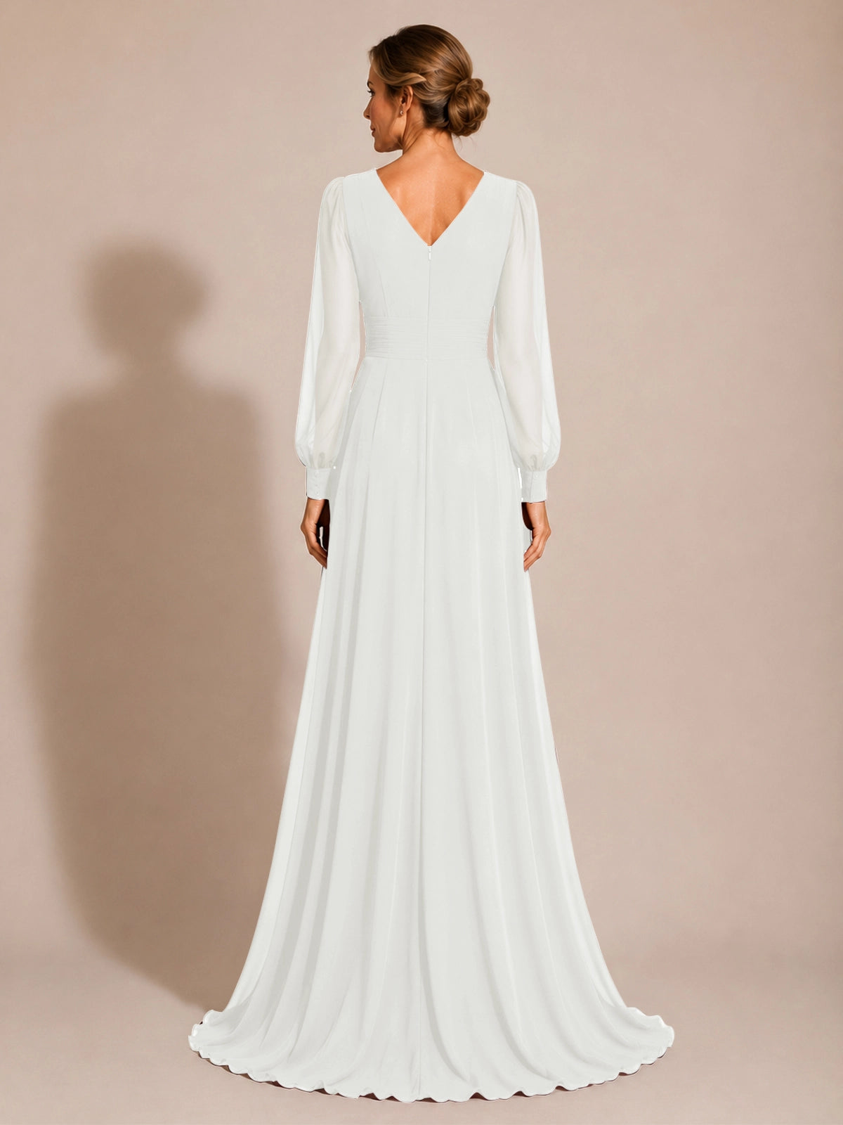 Chiffon Mother of the Bride Dress with Long Sleeves 