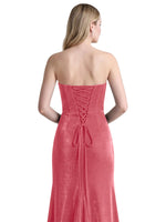 Velvet Prom Dress with Beaded Applique 