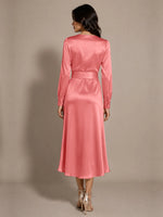 Silk-like Mother of the Bride Dress with Self-Tie Sash 