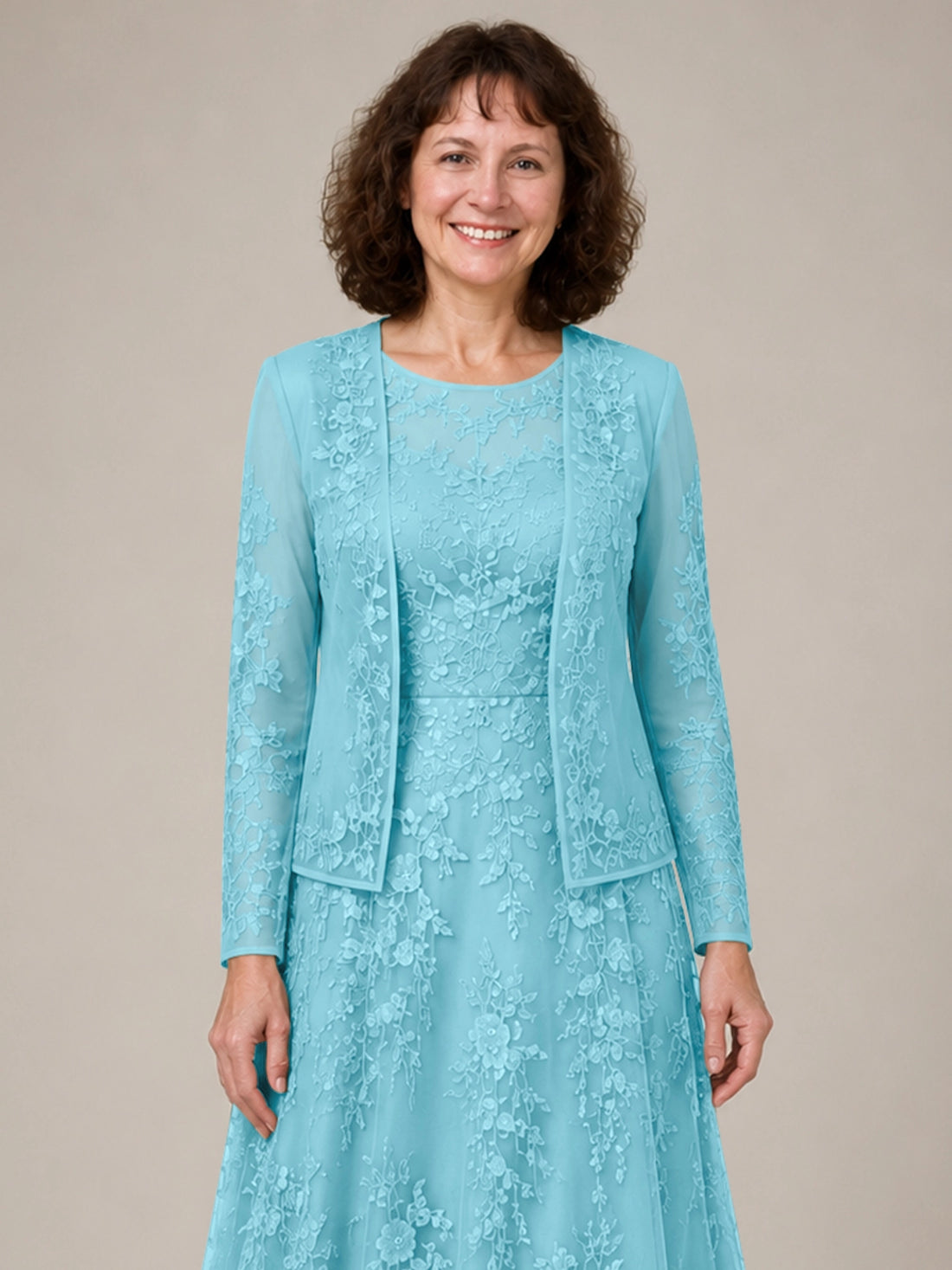 A-line Mother of the Bride Dress with Lace 