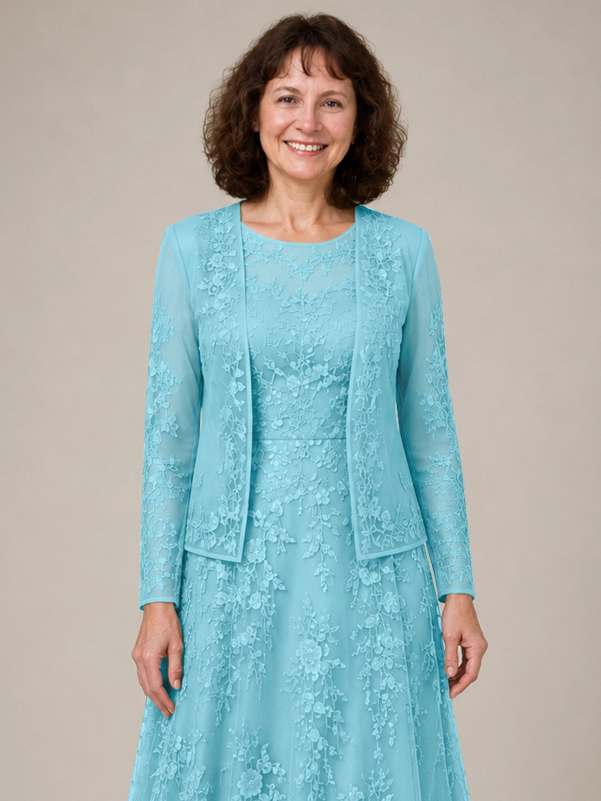 A-line Mother of the Bride Dress with Lace 