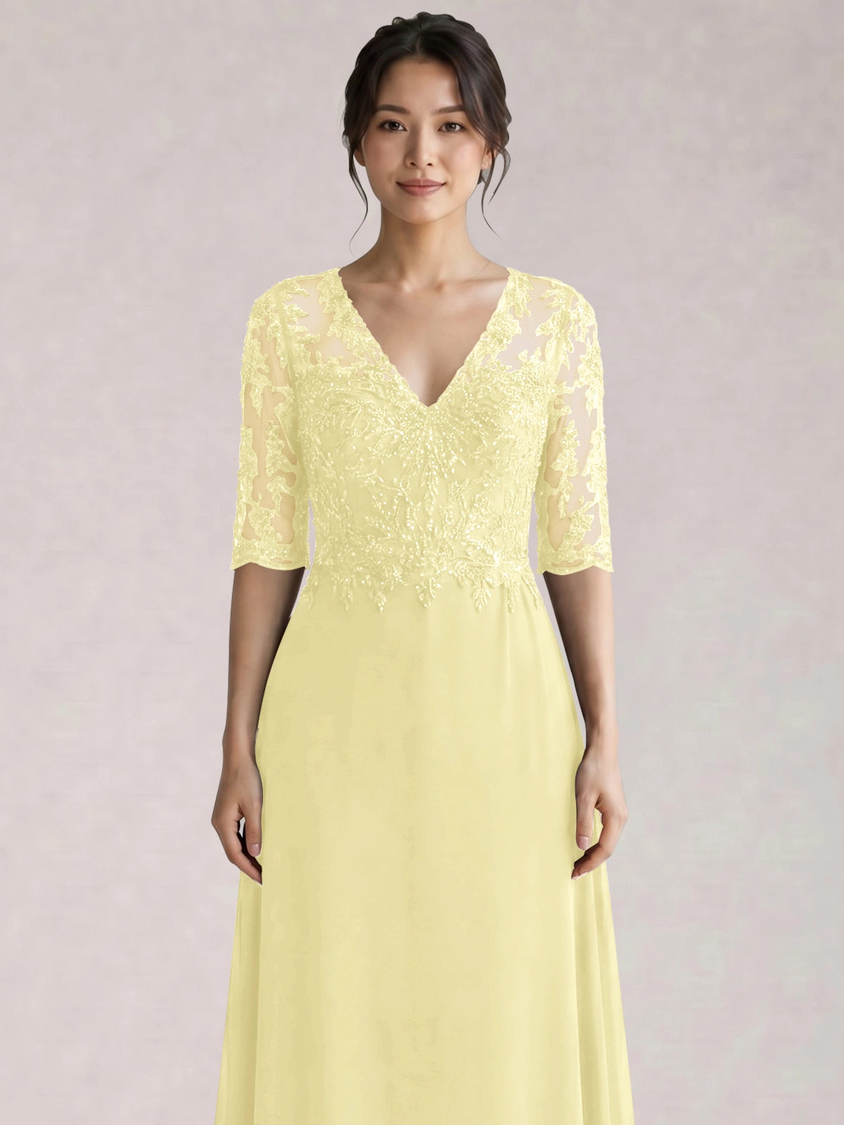 Lace Mother of the Bride Dress with Half Sleeves