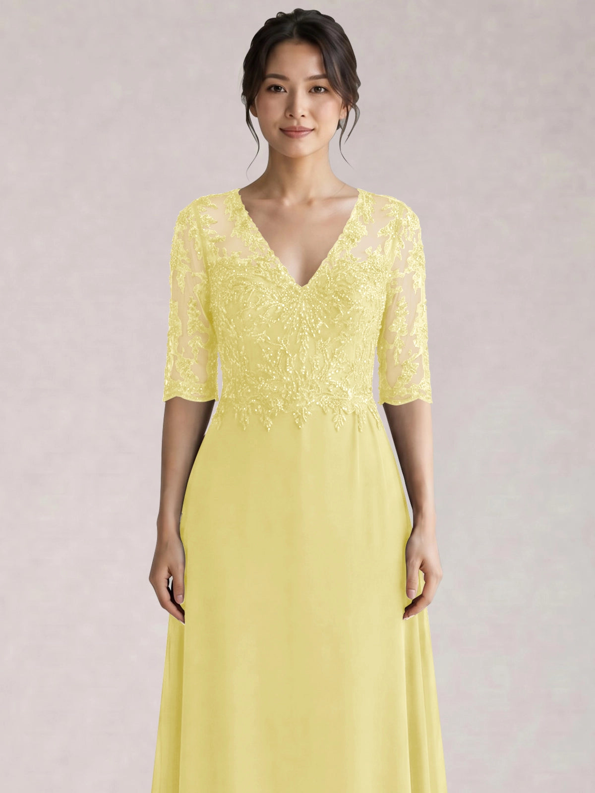 Lace Mother of the Bride Dress with Half Sleeves