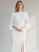 Chiffon Mother of the Bride Dress with 3/4 Sleeves