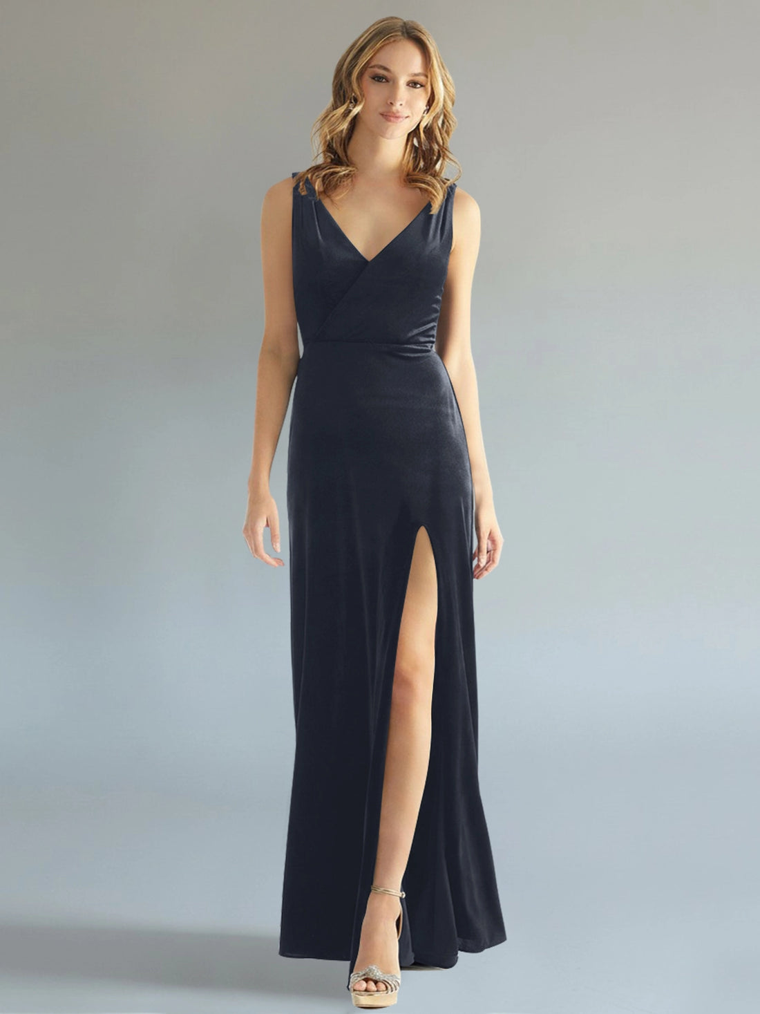 Velvet Bridesmaid Dress with Slit 
