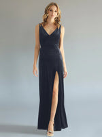 Velvet Bridesmaid Dress with Slit 