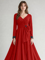 Stretch Satin Mother of the Bride Dress with Crystal