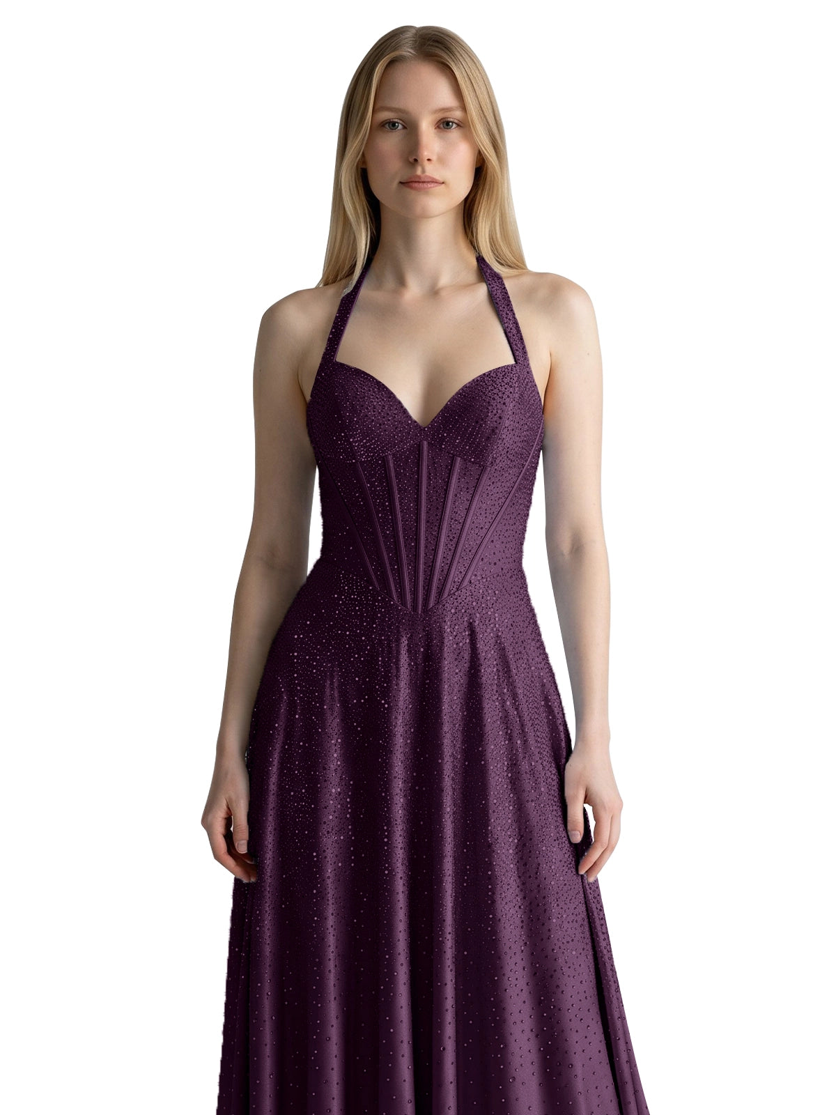 Halter Beaded Prom Dress 