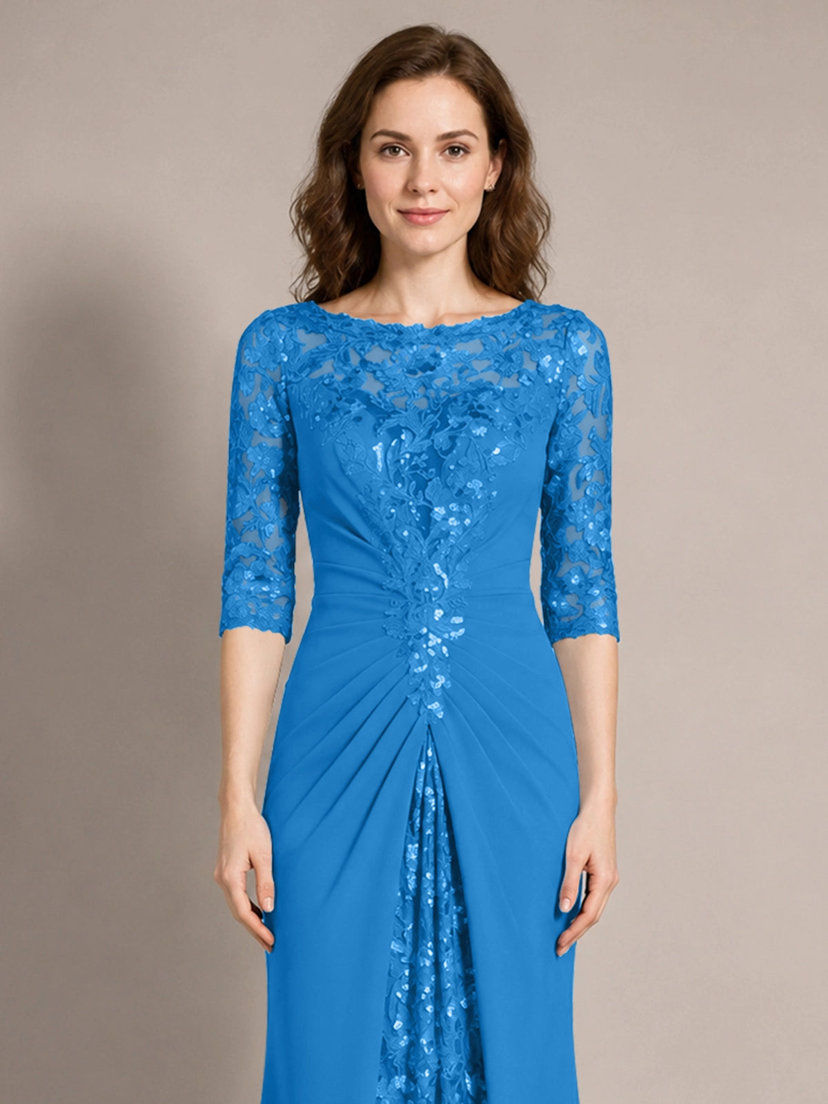 Lace Mother of the Bride Dress with Applique 