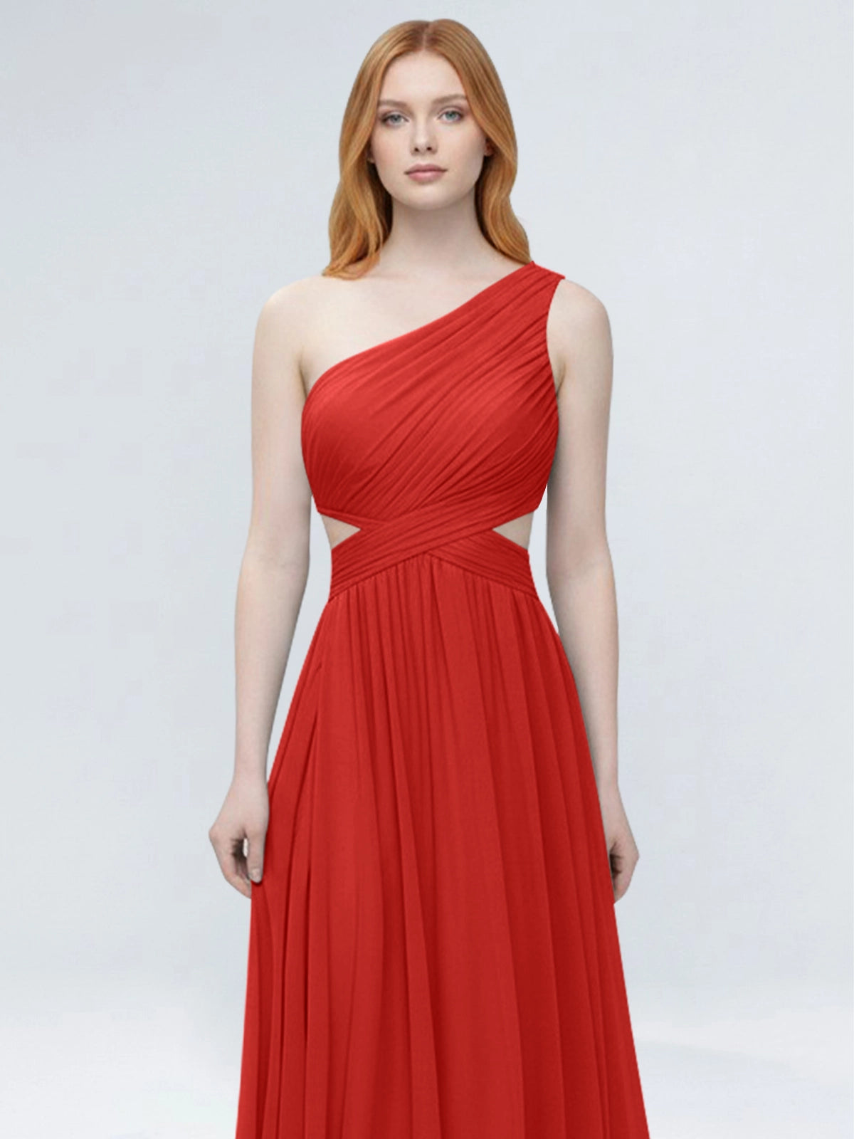 One-Shoulder Side Cut-Out Bridesmaid Dress 
