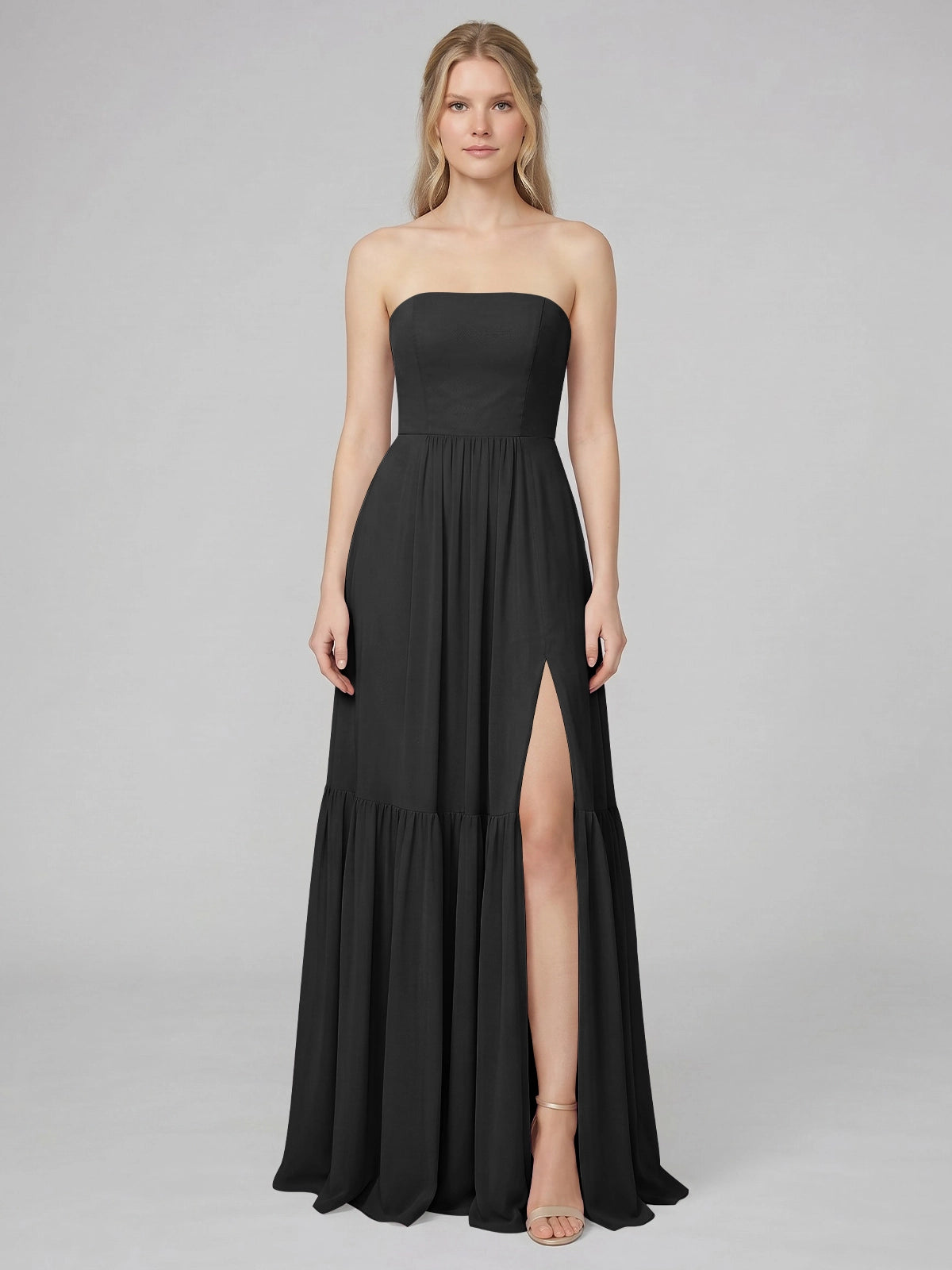Strapless Bridesmaid Dress with Slit 