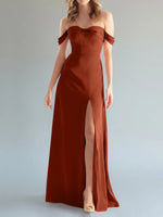 Off-the-Shoulder Slit Bridesmaid Dress 