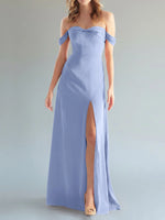 Off-the-Shoulder Slit Bridesmaid Dress 