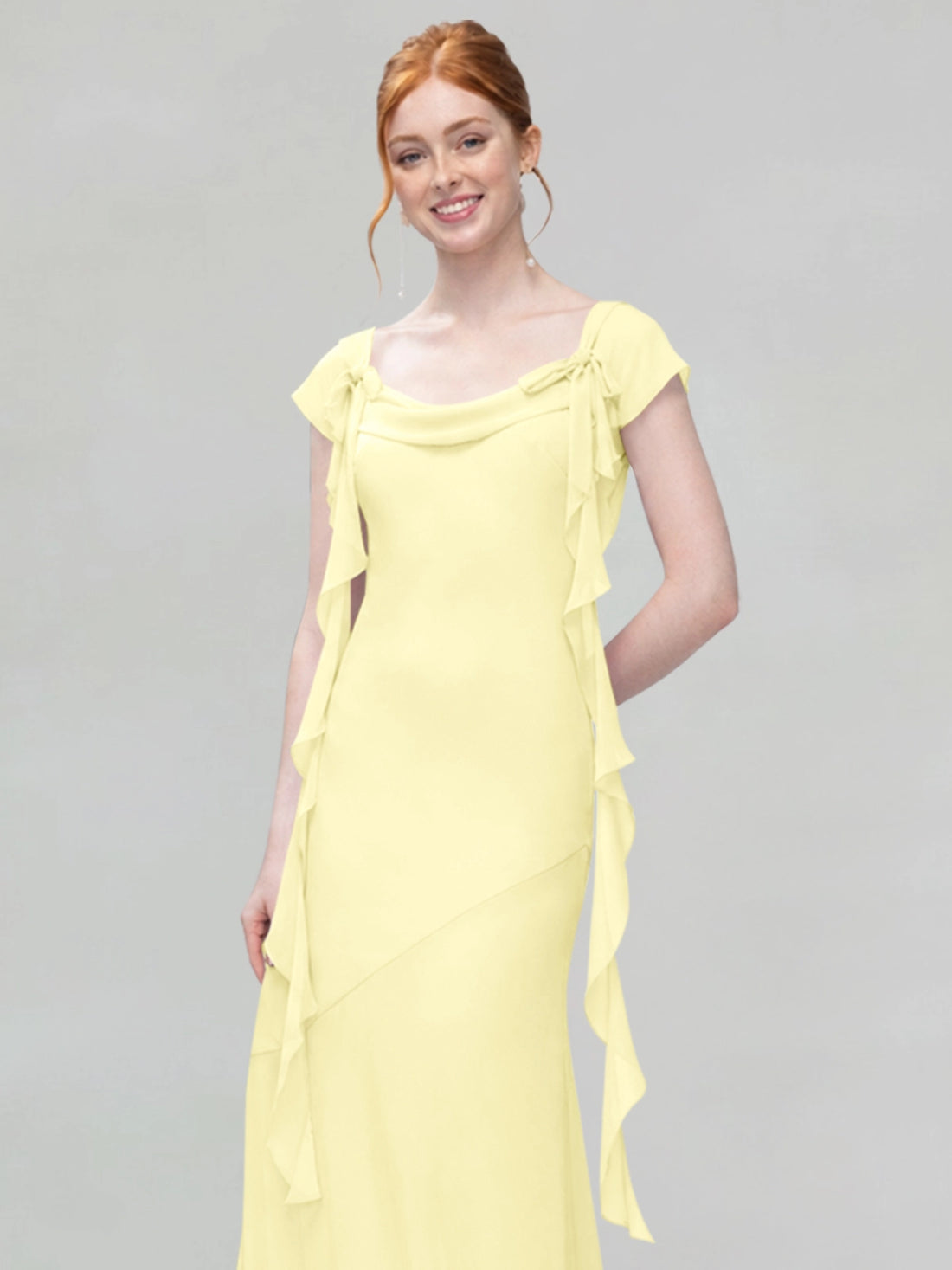 Flowy Ruffle Sheath Bridesmaid Dress 