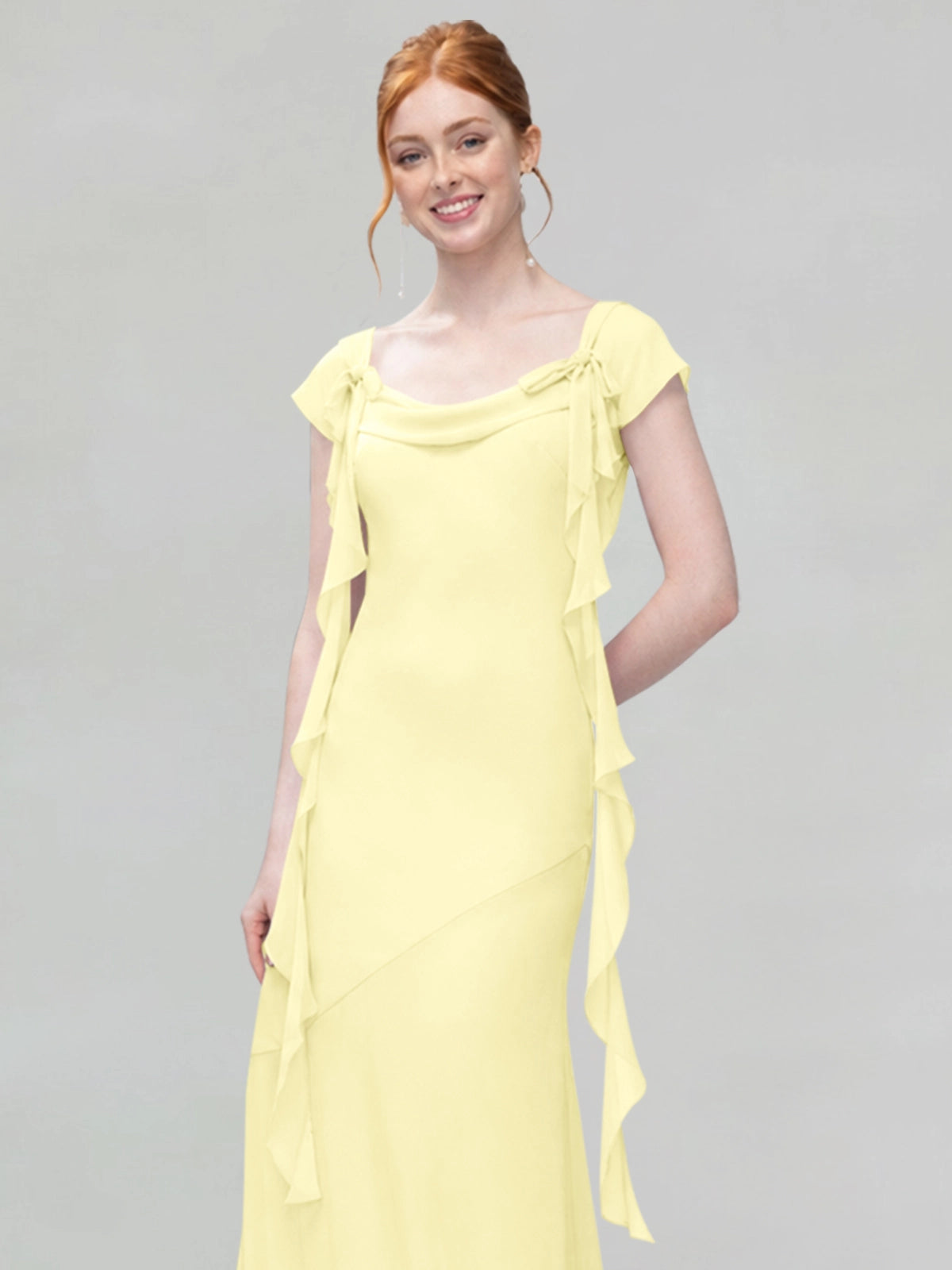Flowy Ruffle Sheath Bridesmaid Dress 