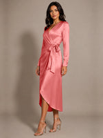 Silk-like Mother of the Bride Dress with Self-Tie Sash 