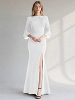 Chiffon Mother of the Bride Dress with 3/4 Sleeves