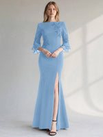 Chiffon Mother of the Bride Dress with 3/4 Sleeves