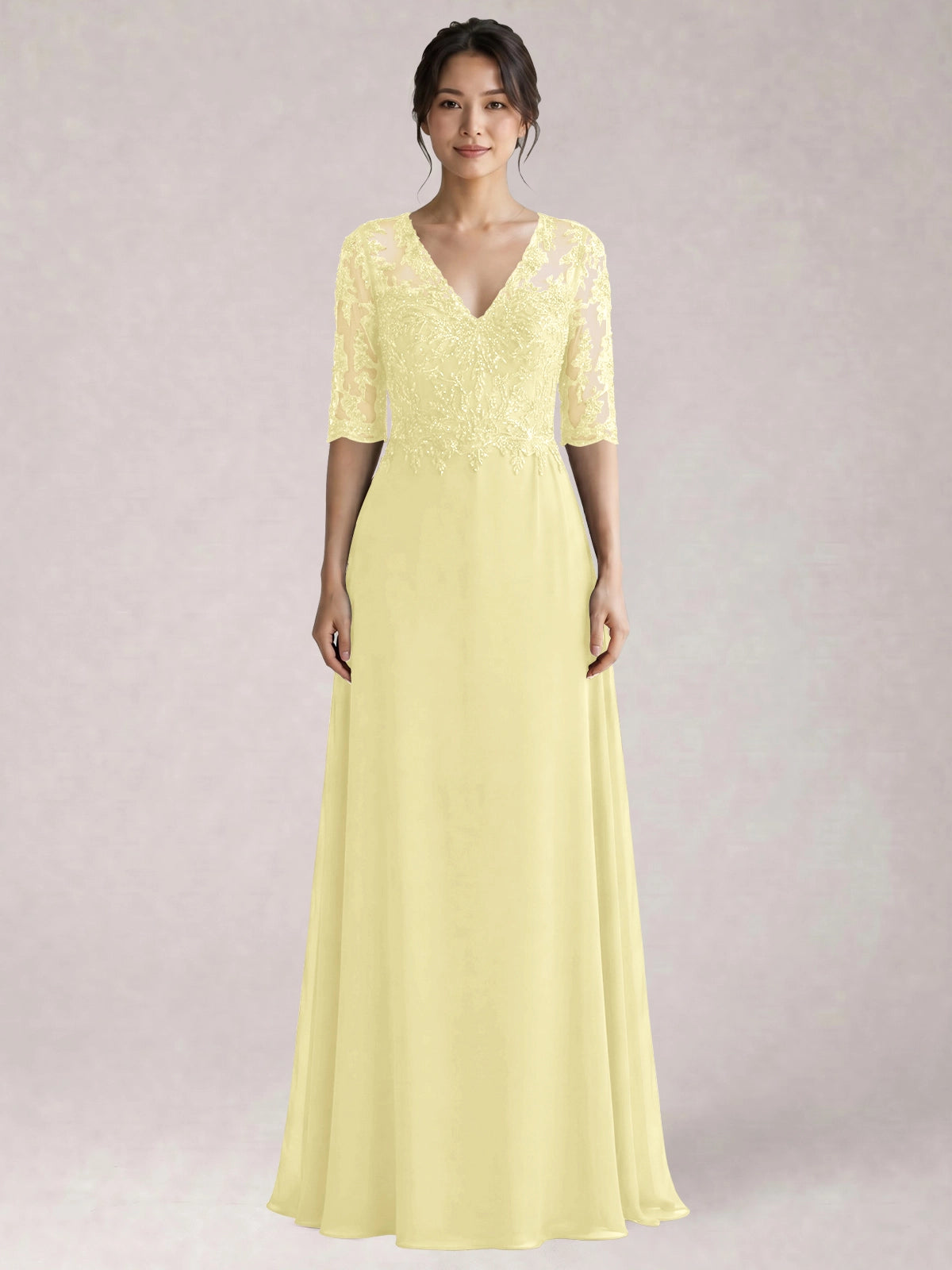 Lace Mother of the Bride Dress with Half Sleeves