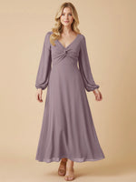 A-line Bridesmaid Dress with Long Sleeves 
