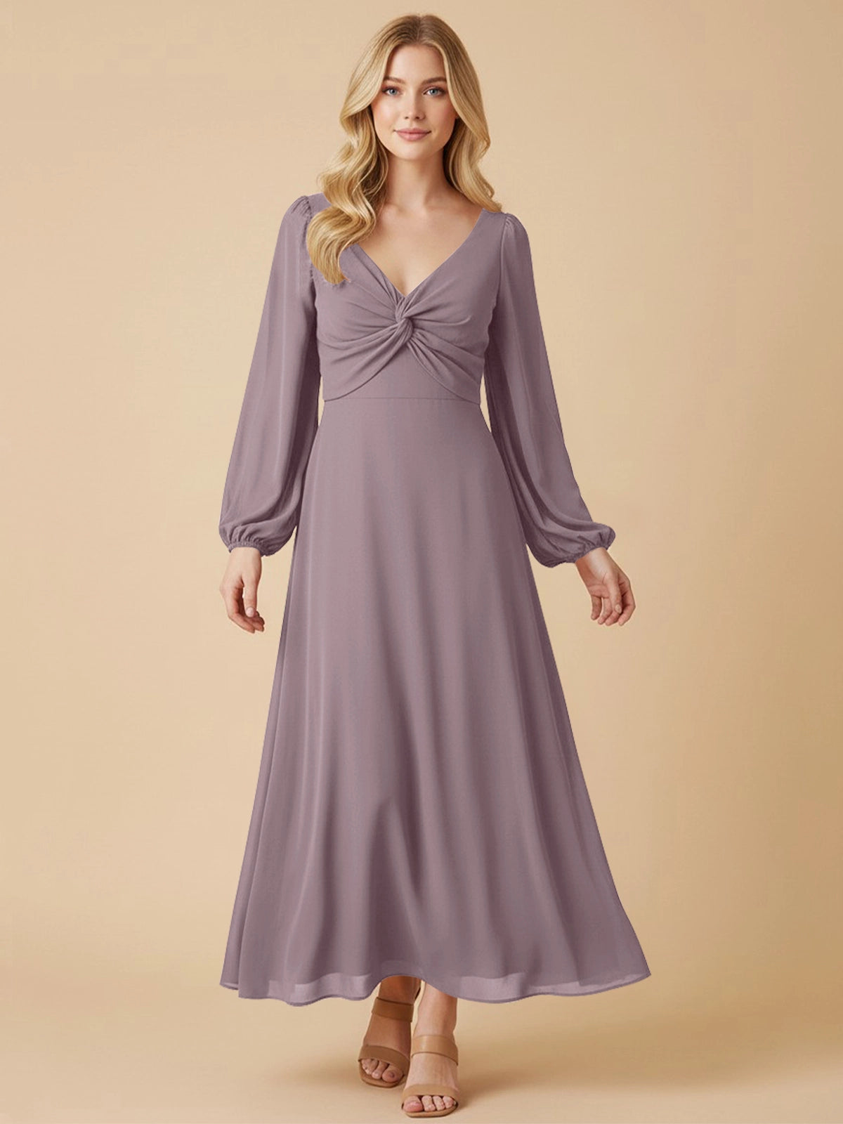 A-line Bridesmaid Dress with Long Sleeves 