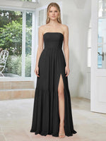 Strapless Bridesmaid Dress with Slit 