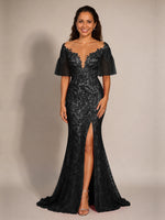 Mermaid Mother of the Bride Dress with V-neck 