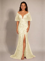 Mermaid Mother of the Bride Dress with V-neck 