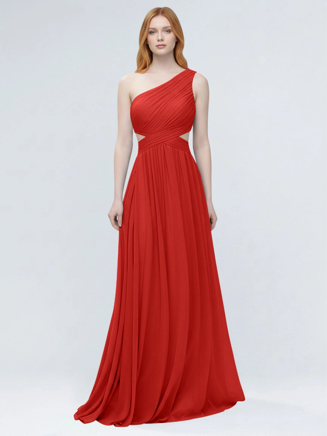 One-Shoulder Side Cut-Out Bridesmaid Dress 