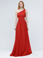 One-Shoulder Side Cut-Out Bridesmaid Dress 
