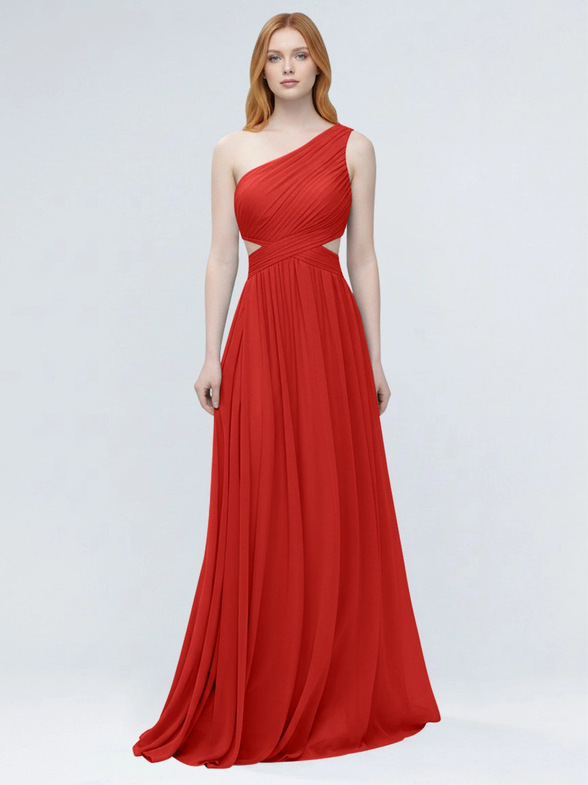 One-Shoulder Side Cut-Out Bridesmaid Dress 