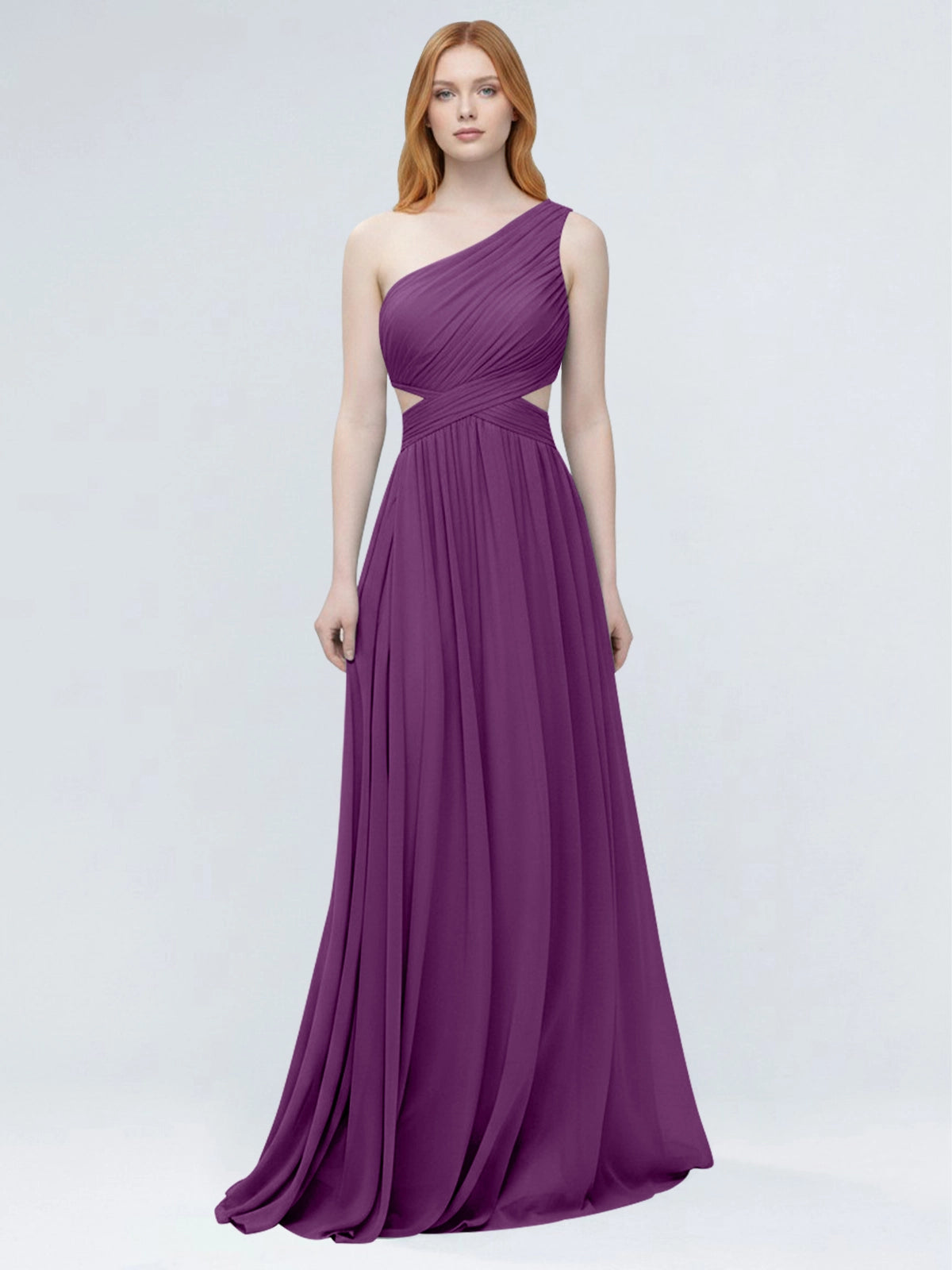 One-Shoulder Side Cut-Out Bridesmaid Dress 
